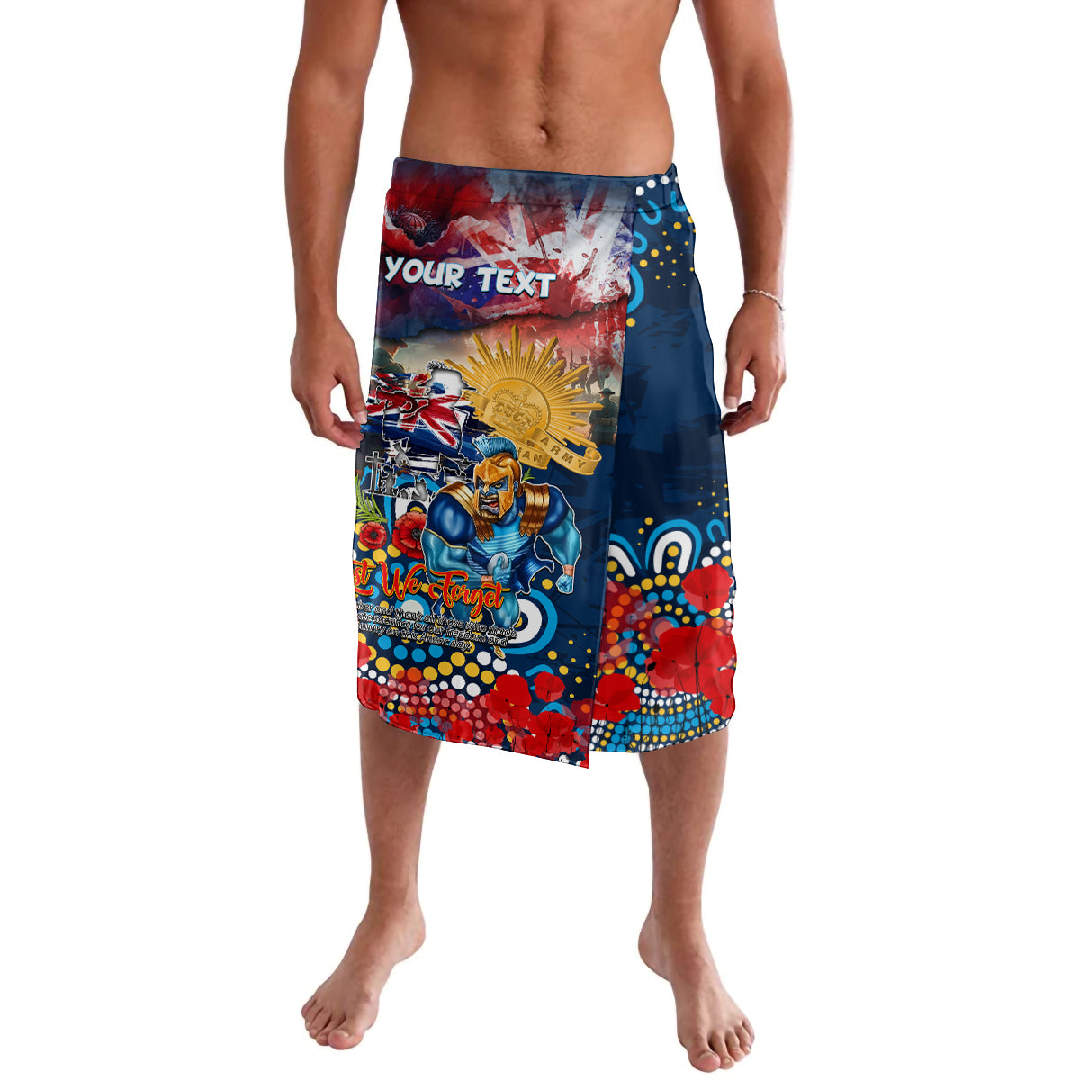 Personalised Australia Rugby Titans ANZAC Lavalava Gold Coast Scratch Style