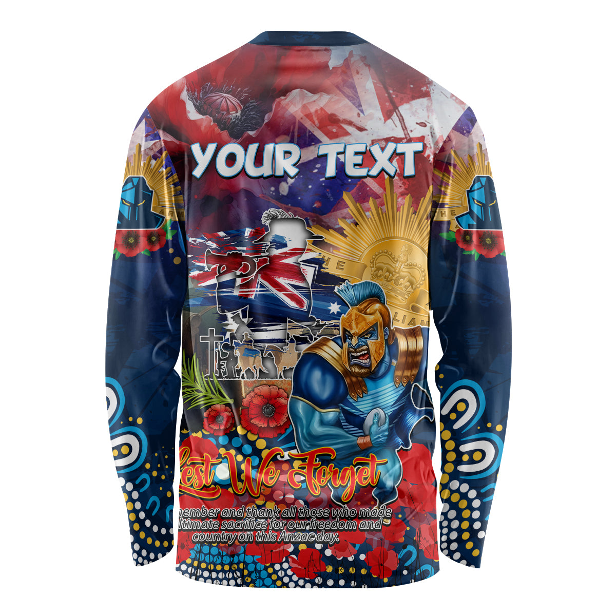 Personalised Australia Rugby Titans ANZAC Long Sleeve Shirt Gold Coast Scratch Style - Vibe Hoodie Shop