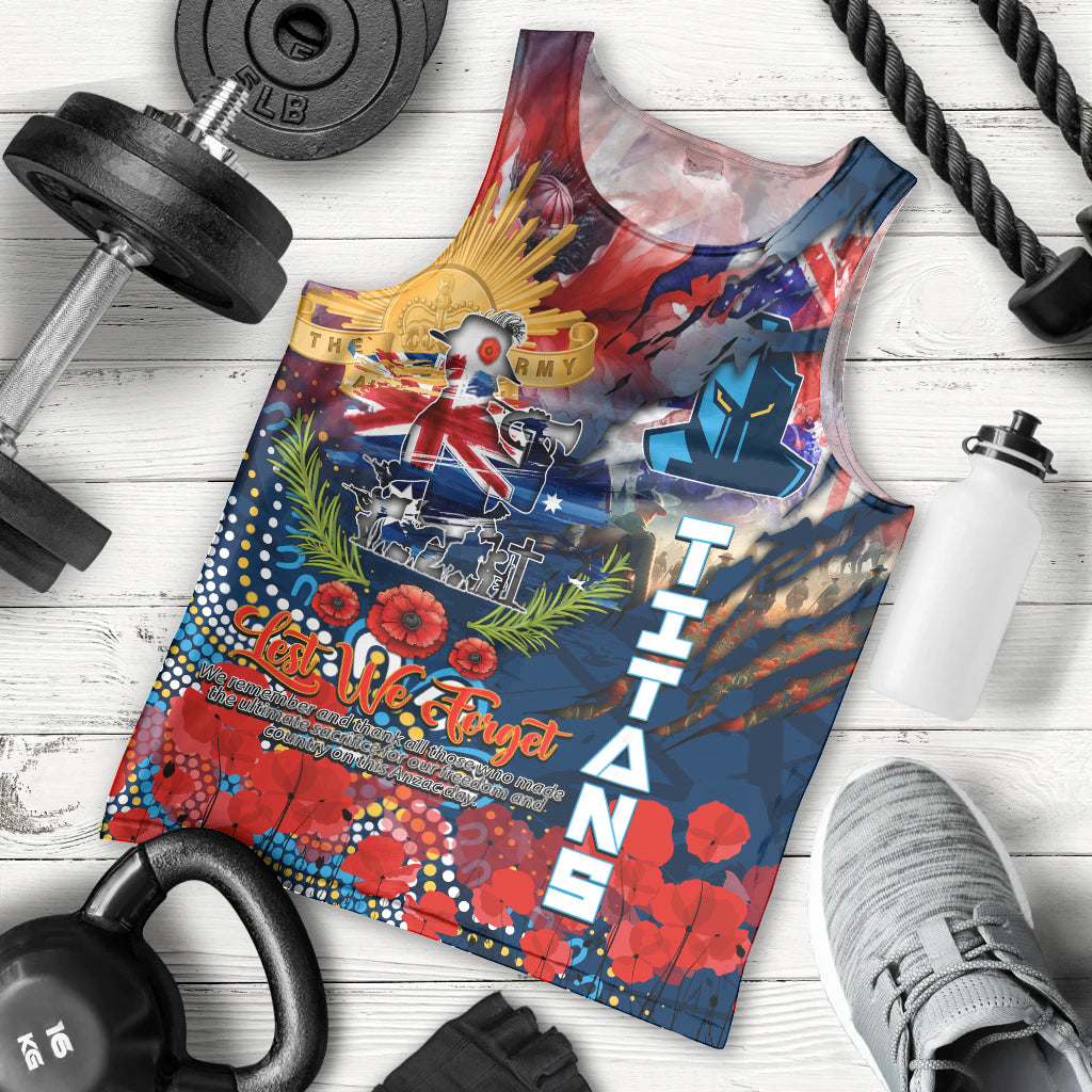 Personalised Australia Rugby Titans ANZAC Men Tank Top Gold Coast Scratch Style - Vibe Hoodie Shop