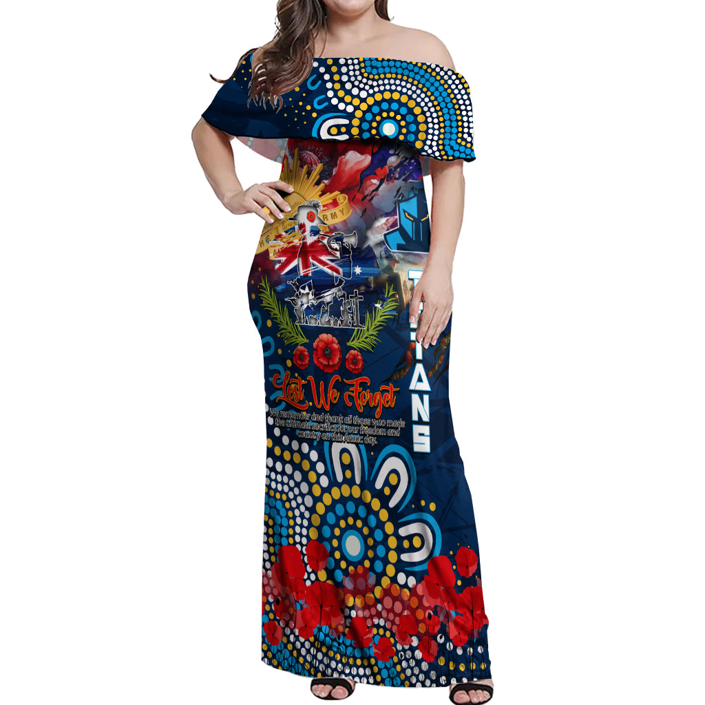 Personalised Australia Rugby Titans ANZAC Off Shoulder Maxi Dress Gold Coast Scratch Style