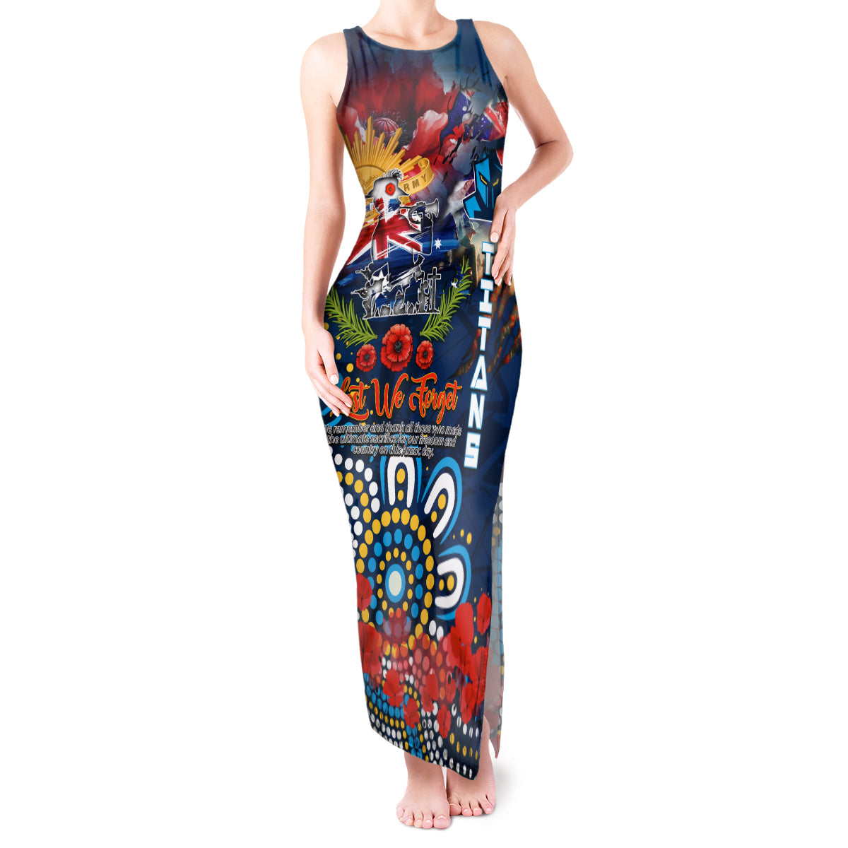 Personalised Australia Rugby Titans ANZAC Tank Maxi Dress Gold Coast Scratch Style