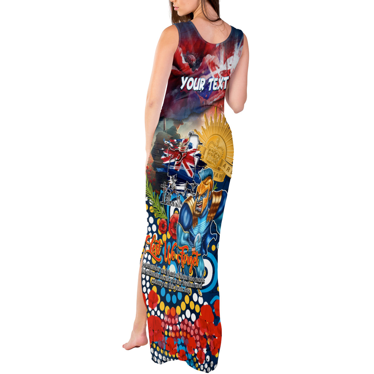 Personalised Australia Rugby Titans ANZAC Tank Maxi Dress Gold Coast Scratch Style