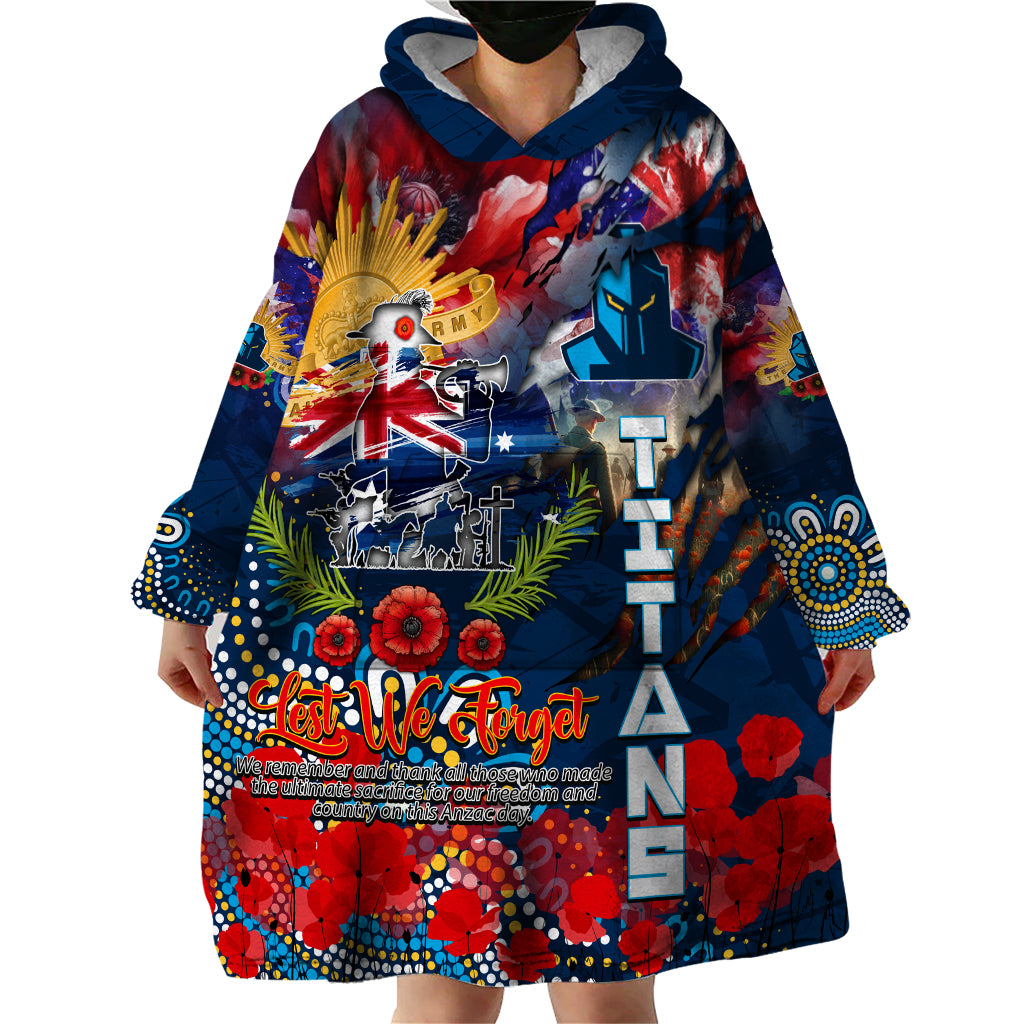 Personalised Australia Rugby Titans ANZAC Wearable Blanket Hoodie Gold Coast Scratch Style - Vibe Hoodie Shop