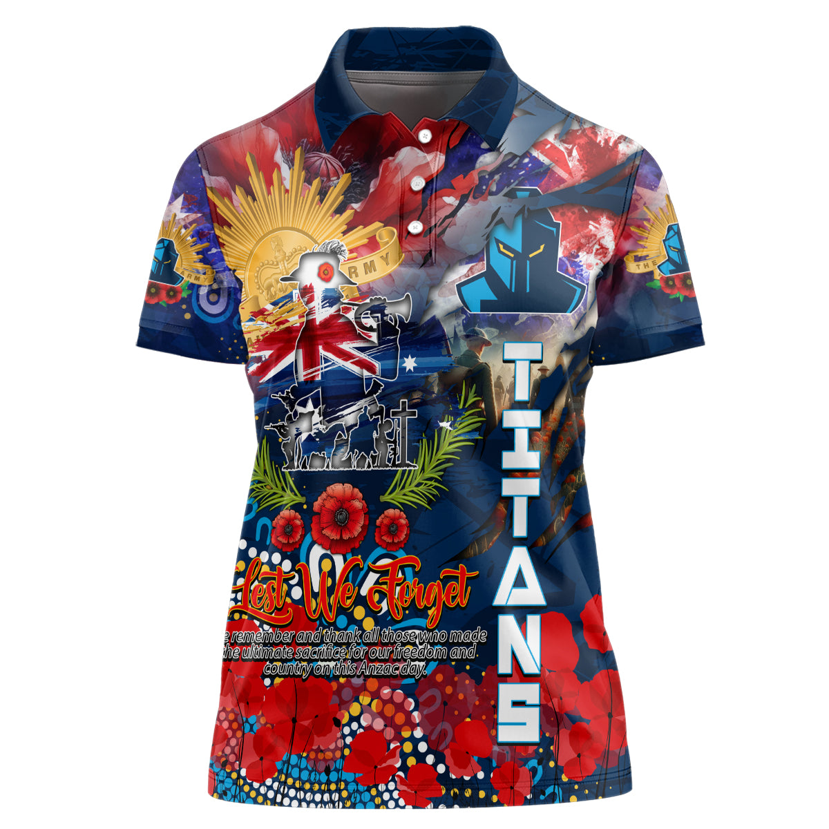Personalised Australia Rugby Titans ANZAC Women Polo Shirt Gold Coast Scratch Style - Vibe Hoodie Shop