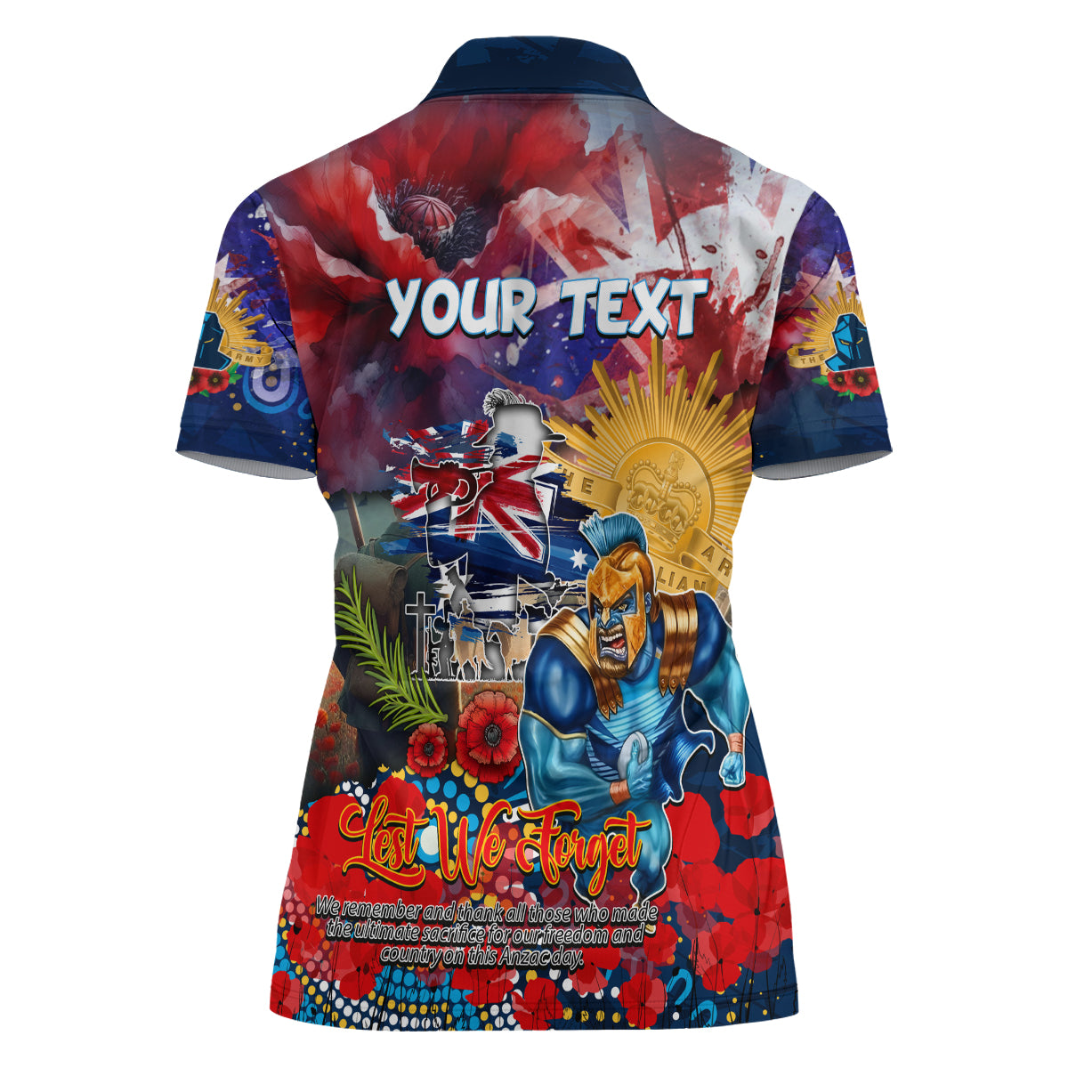 Personalised Australia Rugby Titans ANZAC Women Polo Shirt Gold Coast Scratch Style - Vibe Hoodie Shop