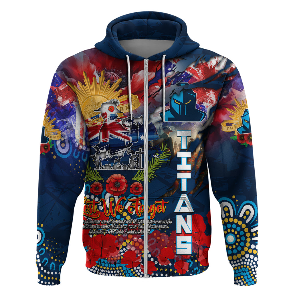 Personalised Australia Rugby Titans ANZAC Zip Hoodie Gold Coast Scratch Style - Vibe Hoodie Shop