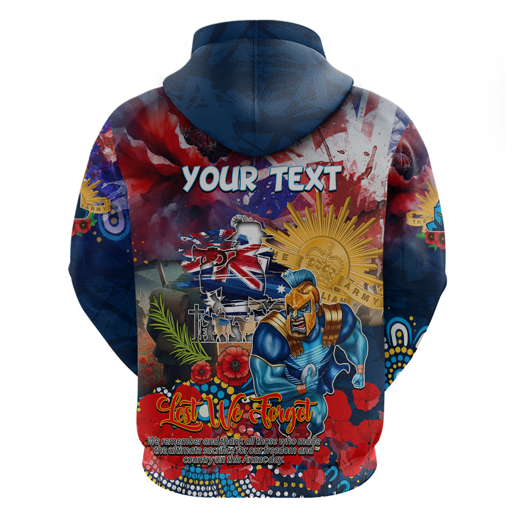 Personalised Australia Rugby Titans ANZAC Zip Hoodie Gold Coast Scratch Style - Vibe Hoodie Shop