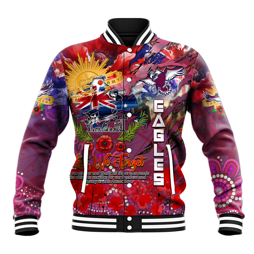 Personalised Australia Rugby Sea Eagles ANZAC Baseball Jacket Manly-Warringah Scratch Style - Vibe Hoodie Shop