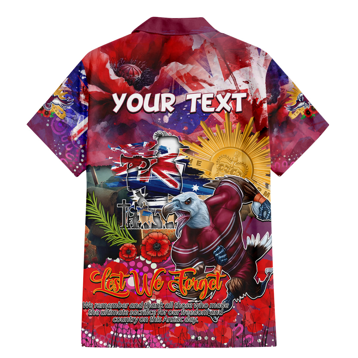 Personalised Australia Rugby Sea Eagles ANZAC Family Matching Mermaid Dress and Hawaiian Shirt Manly-Warringah Scratch Style