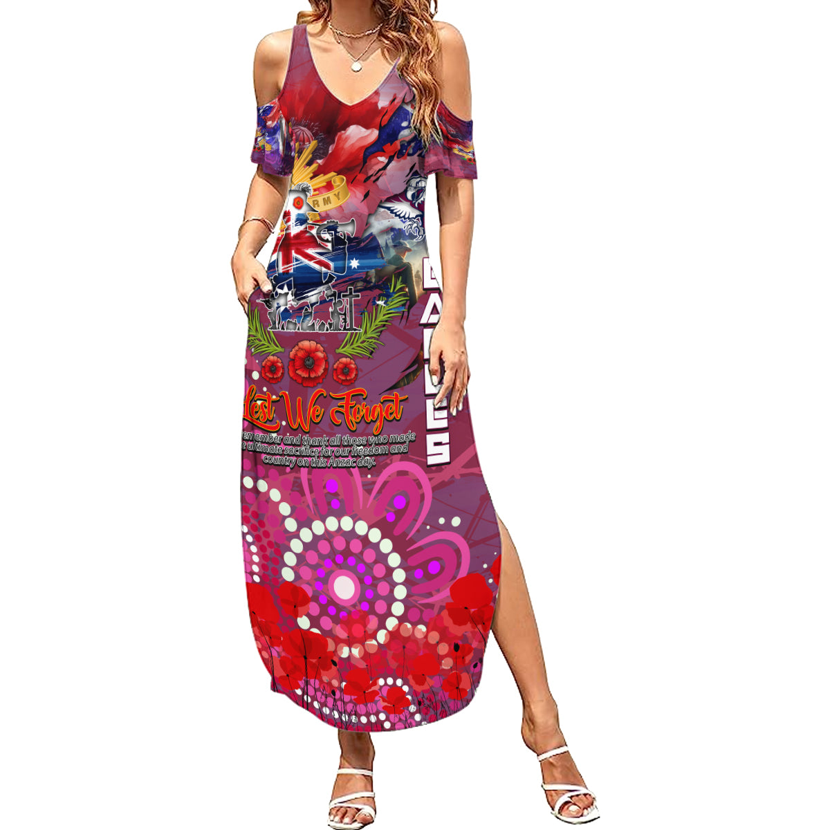 Personalised Australia Rugby Sea Eagles ANZAC Family Matching Summer Maxi Dress and Hawaiian Shirt Manly-Warringah Scratch Style