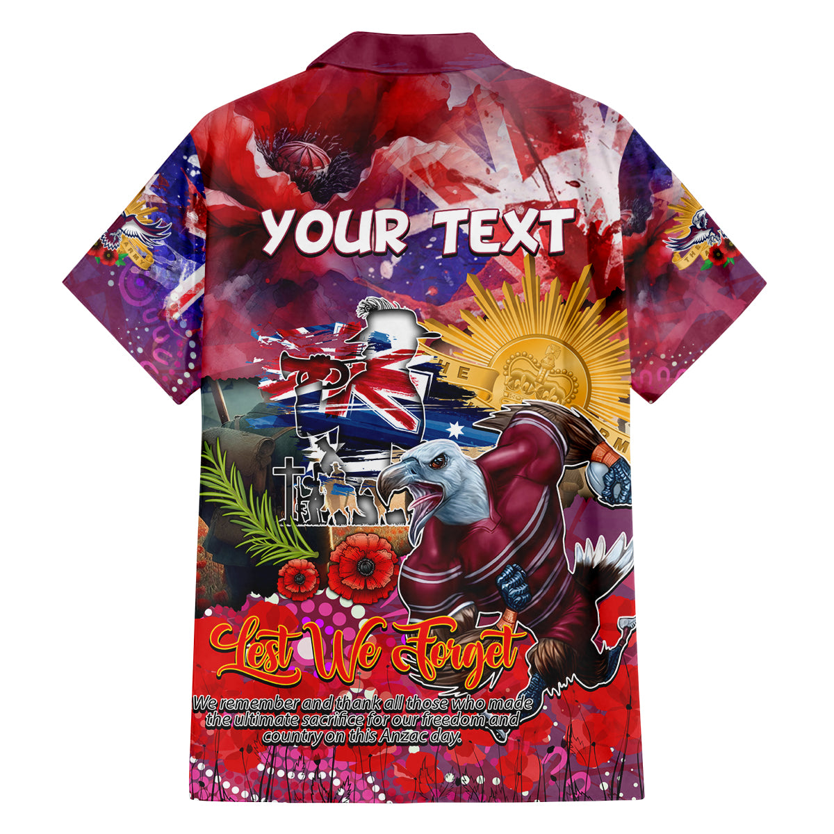 Personalised Australia Rugby Sea Eagles ANZAC Family Matching Tank Maxi Dress and Hawaiian Shirt Manly-Warringah Scratch Style