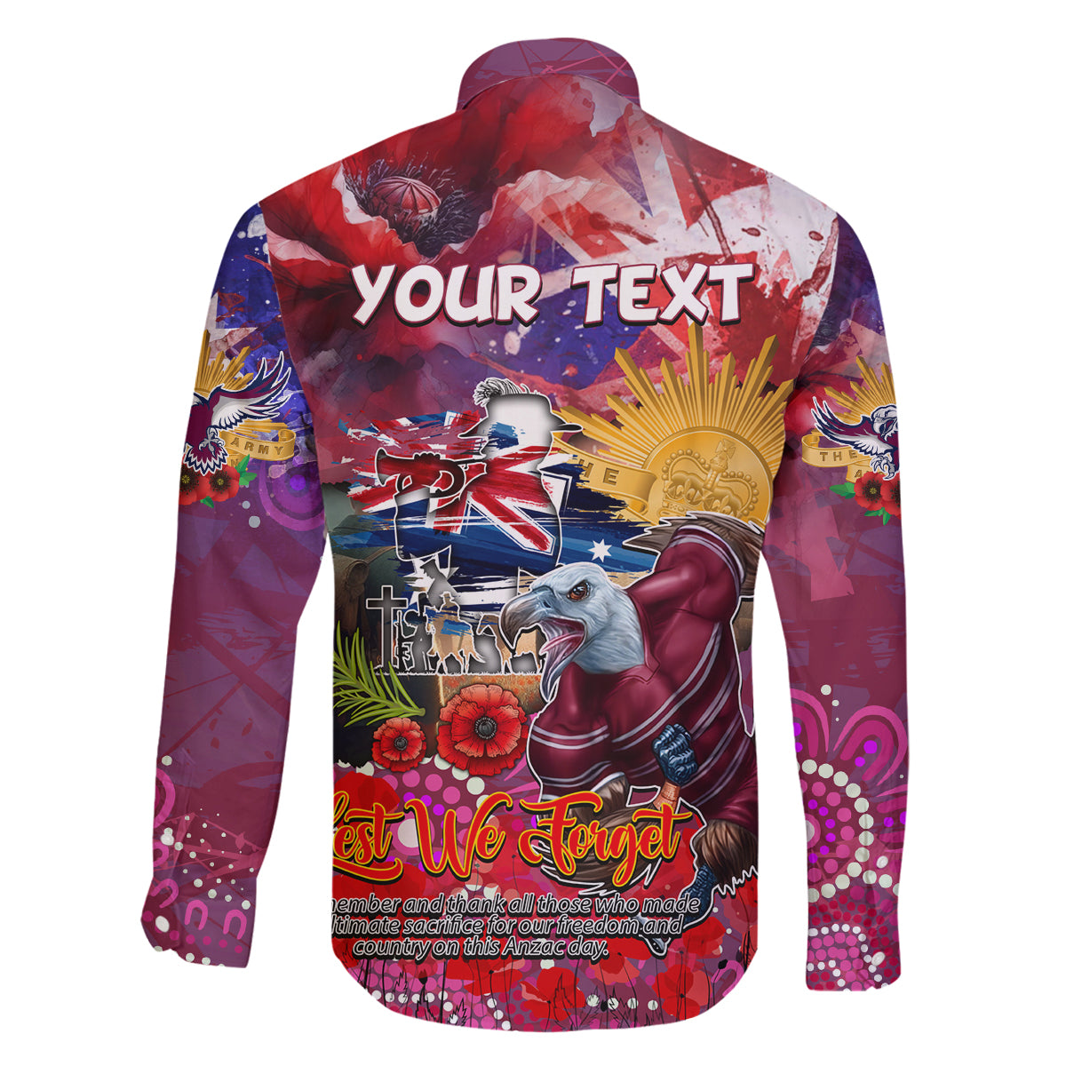 Personalised Australia Rugby Sea Eagles ANZAC Family Matching Tank Maxi Dress and Hawaiian Shirt Manly-Warringah Scratch Style