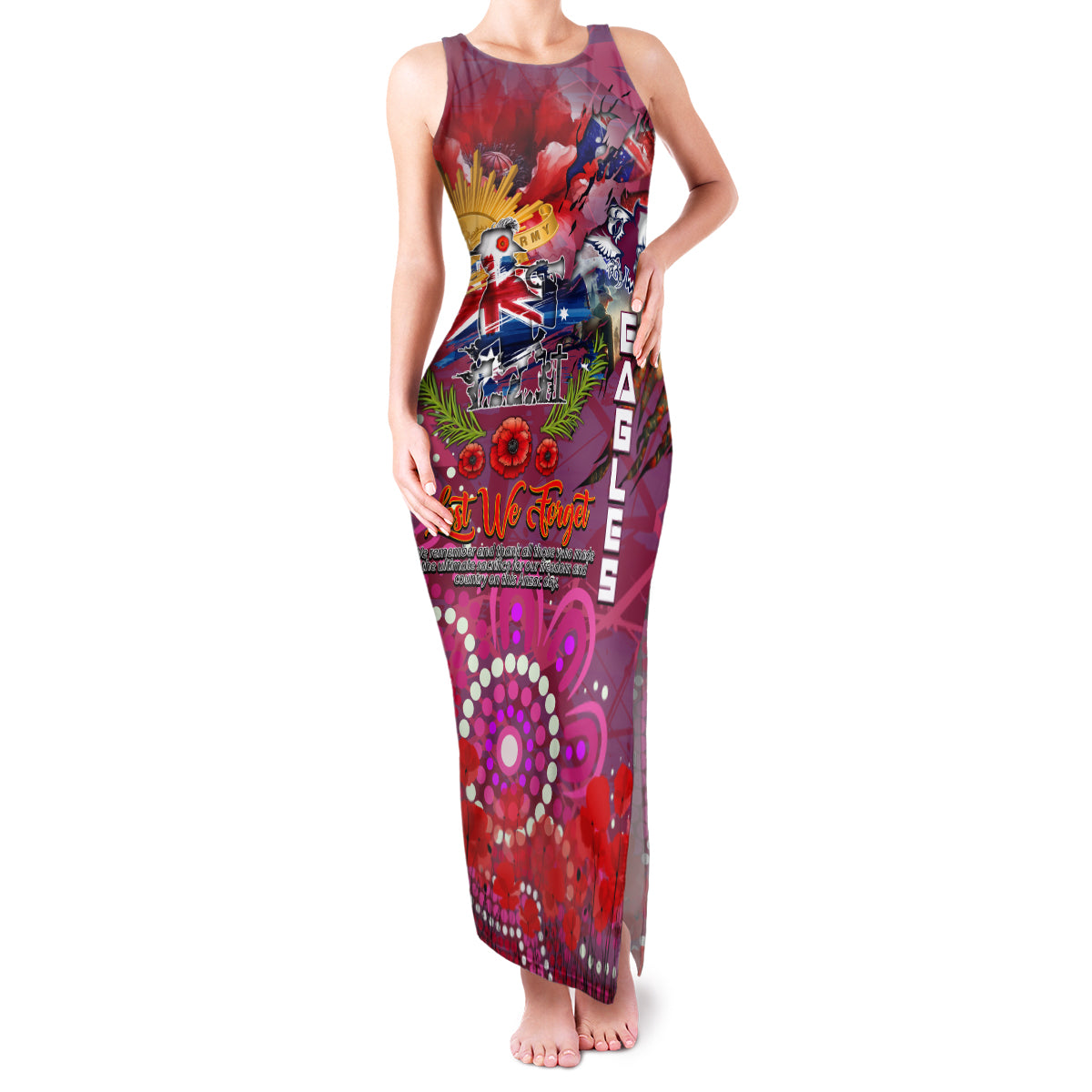 Personalised Australia Rugby Sea Eagles ANZAC Family Matching Tank Maxi Dress and Hawaiian Shirt Manly-Warringah Scratch Style