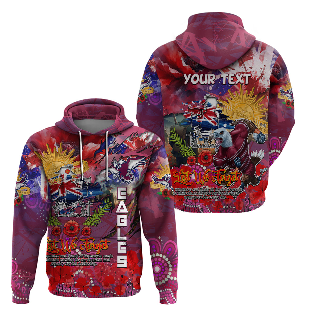 Personalised Australia Rugby Sea Eagles ANZAC Hoodie Manly-Warringah Scratch Style - Vibe Hoodie Shop
