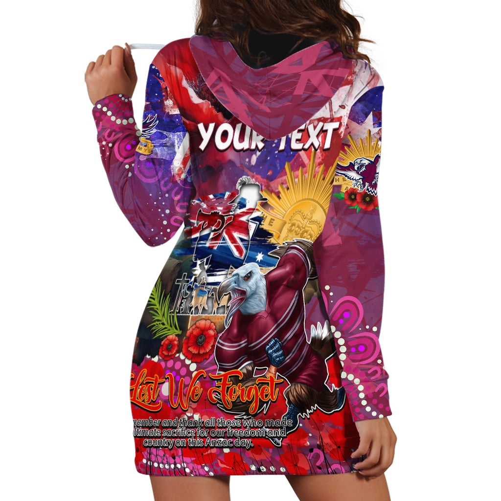 Personalised Australia Rugby Sea Eagles ANZAC Hoodie Dress Manly-Warringah Scratch Style - Vibe Hoodie Shop