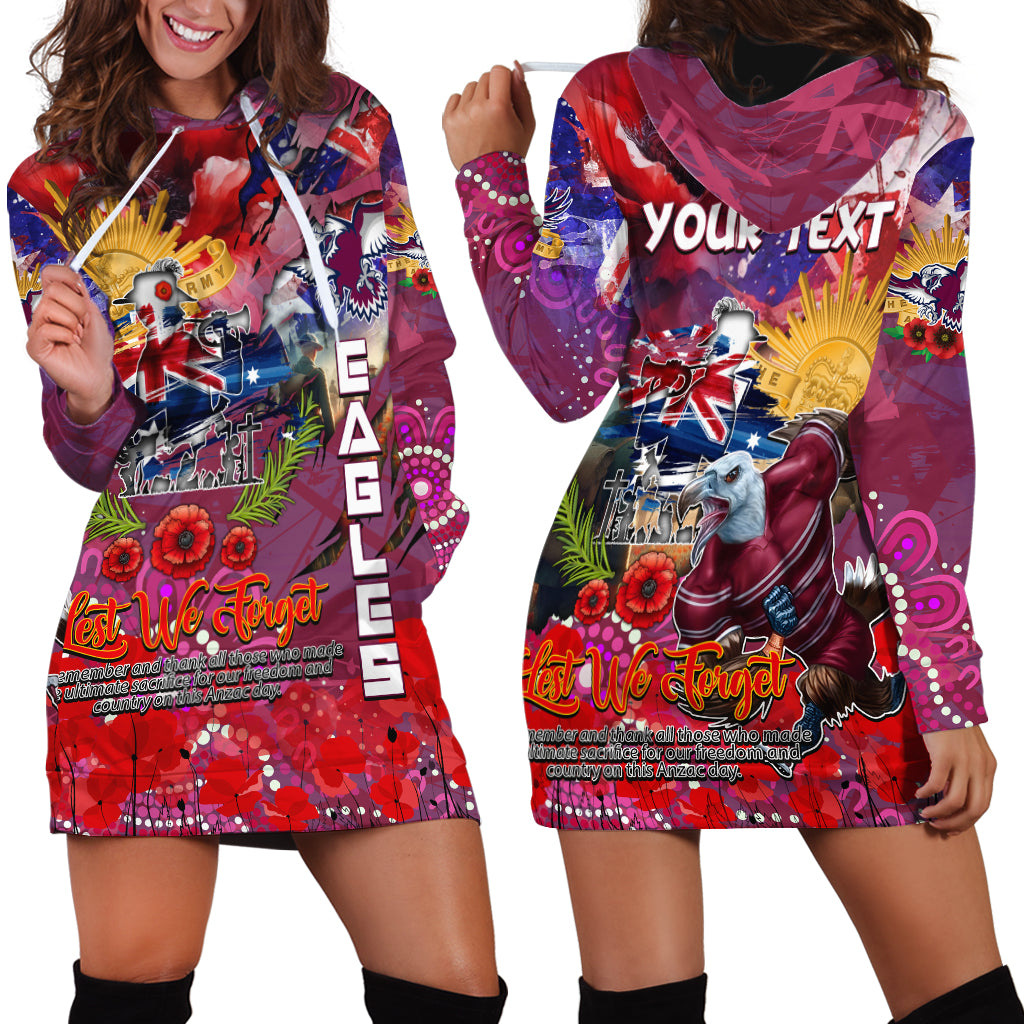 Personalised Australia Rugby Sea Eagles ANZAC Hoodie Dress Manly-Warringah Scratch Style - Vibe Hoodie Shop