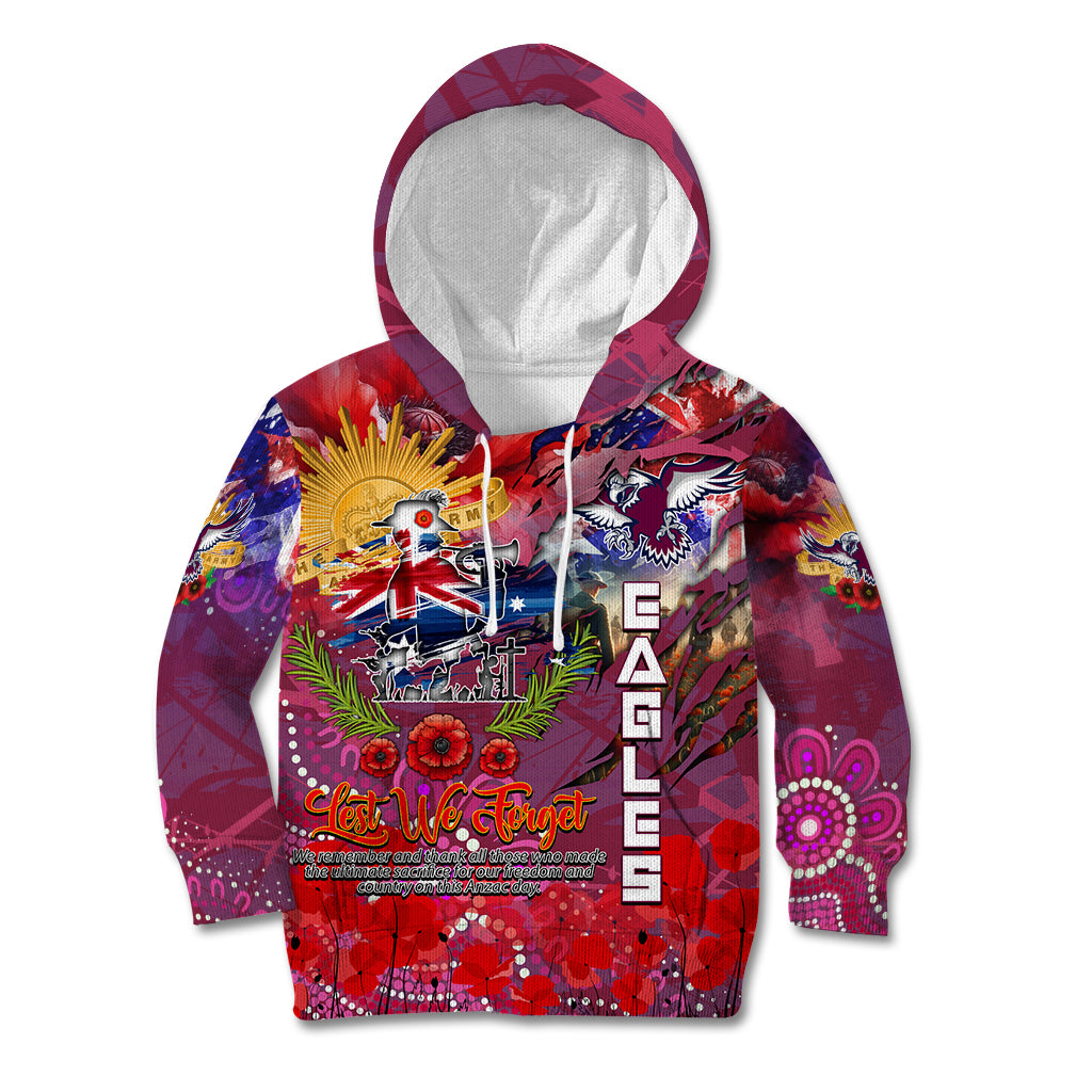Personalised Australia Rugby Sea Eagles ANZAC Kid Hoodie Manly-Warringah Scratch Style - Vibe Hoodie Shop