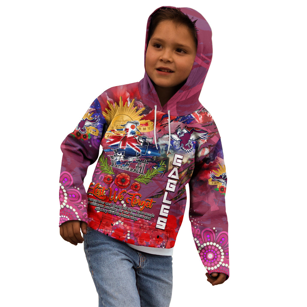 Personalised Australia Rugby Sea Eagles ANZAC Kid Hoodie Manly-Warringah Scratch Style - Vibe Hoodie Shop
