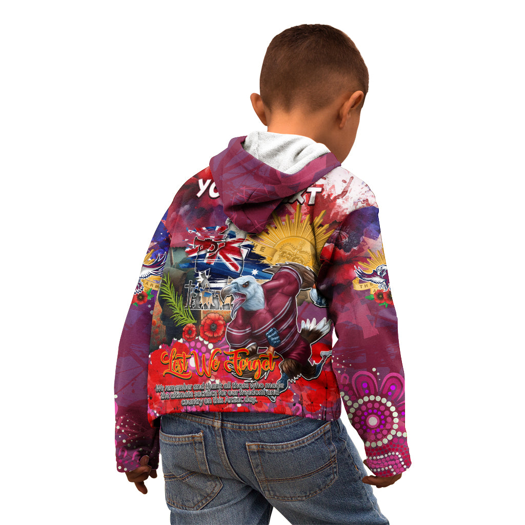 Personalised Australia Rugby Sea Eagles ANZAC Kid Hoodie Manly-Warringah Scratch Style - Vibe Hoodie Shop