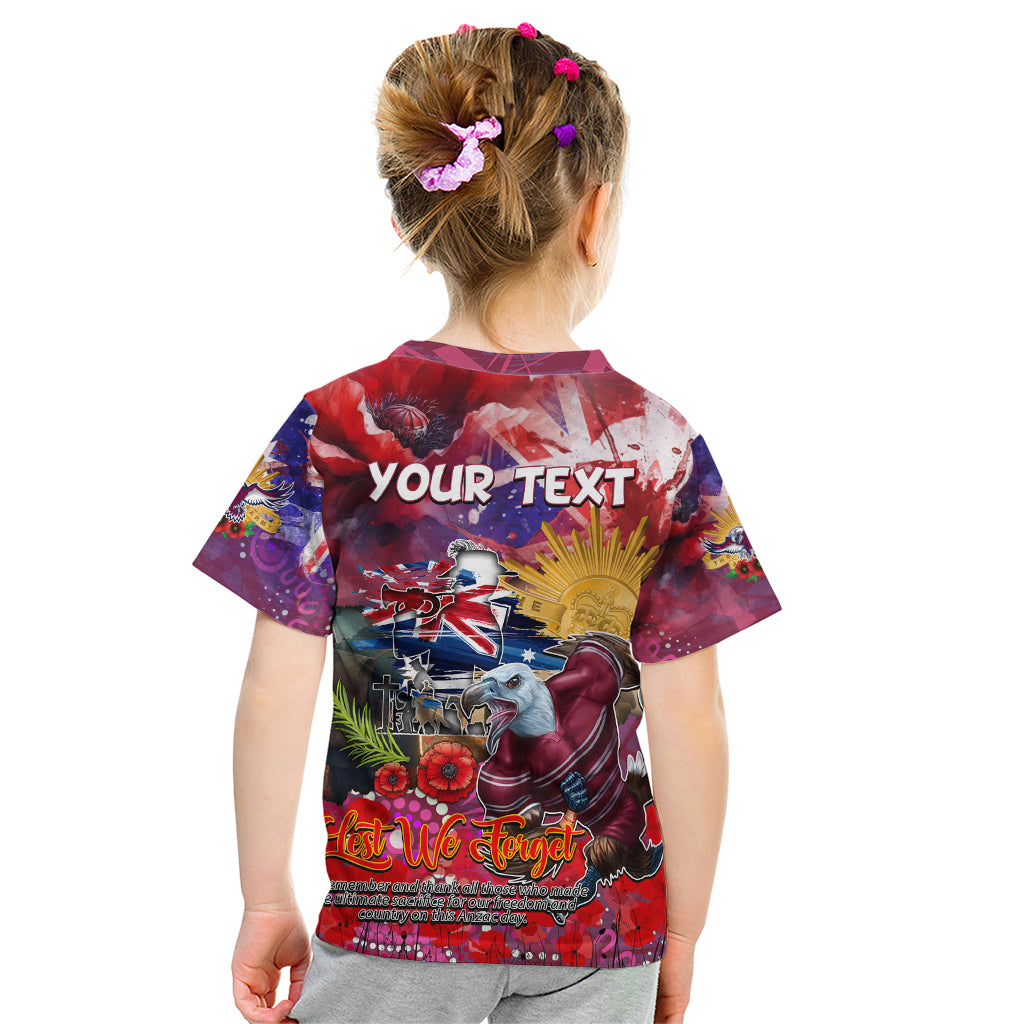 Personalised Australia Rugby Sea Eagles ANZAC Kid T Shirt Manly-Warringah Scratch Style - Vibe Hoodie Shop