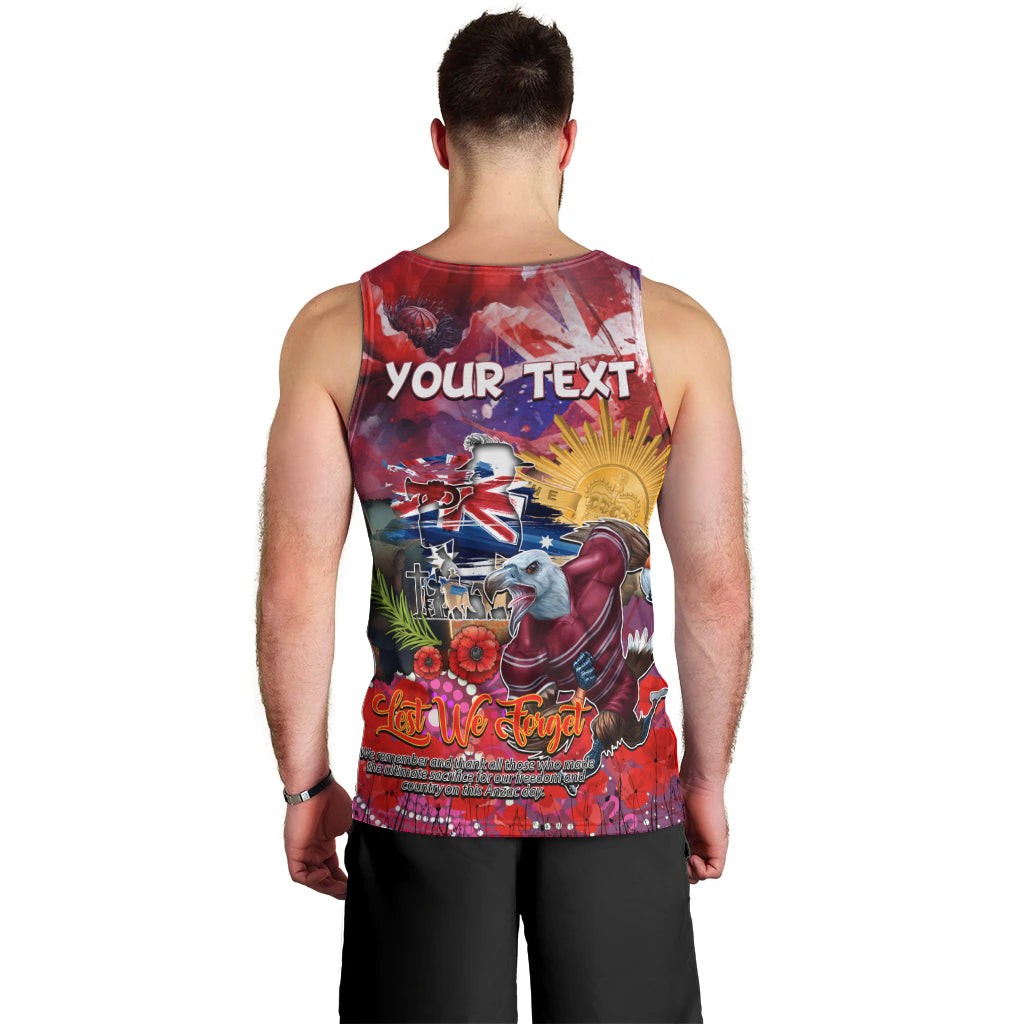 Personalised Australia Rugby Sea Eagles ANZAC Men Tank Top Manly-Warringah Scratch Style - Vibe Hoodie Shop