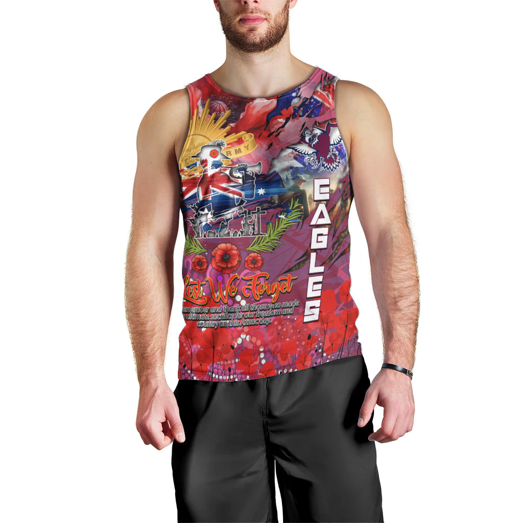 Personalised Australia Rugby Sea Eagles ANZAC Men Tank Top Manly-Warringah Scratch Style - Vibe Hoodie Shop