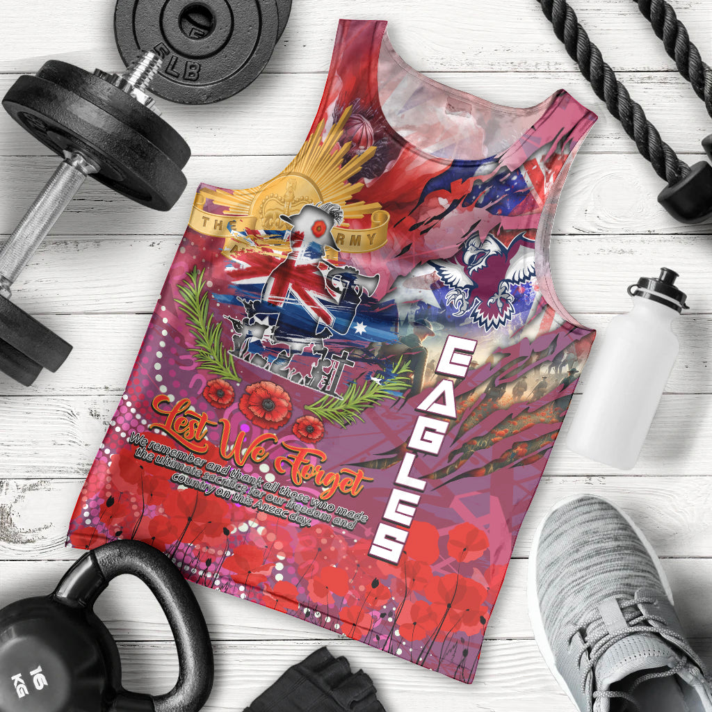 Personalised Australia Rugby Sea Eagles ANZAC Men Tank Top Manly-Warringah Scratch Style - Vibe Hoodie Shop
