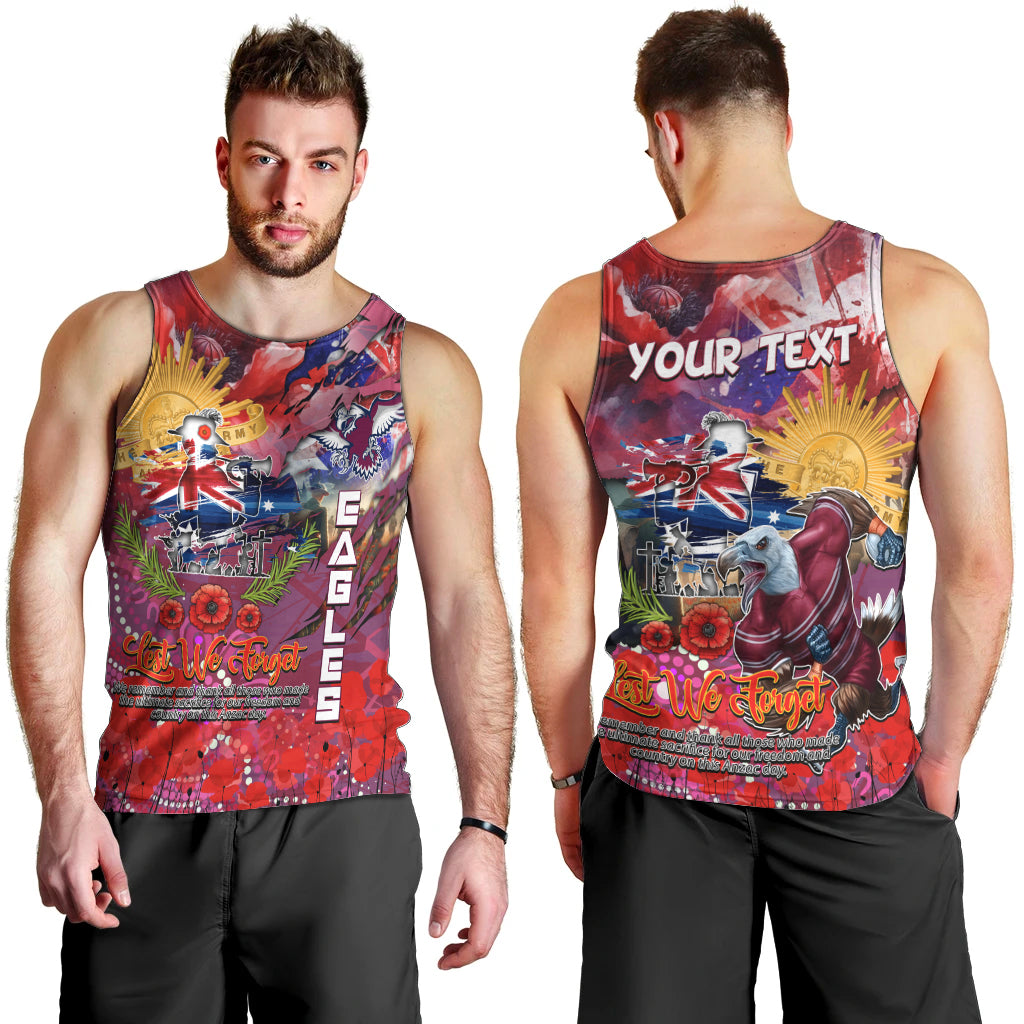 Personalised Australia Rugby Sea Eagles ANZAC Men Tank Top Manly-Warringah Scratch Style - Vibe Hoodie Shop