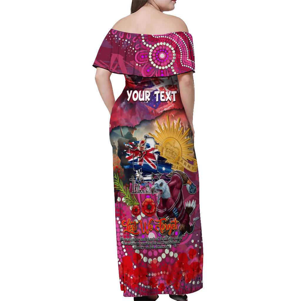 Personalised Australia Rugby Sea Eagles ANZAC Off Shoulder Maxi Dress Manly-Warringah Scratch Style