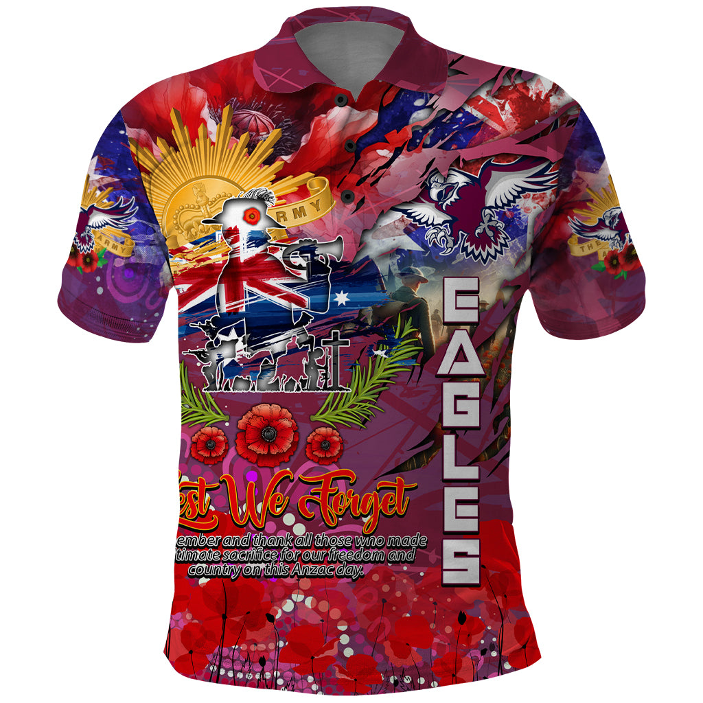 Personalised Australia Rugby Sea Eagles ANZAC Polo Shirt Manly-Warringah Scratch Style - Vibe Hoodie Shop