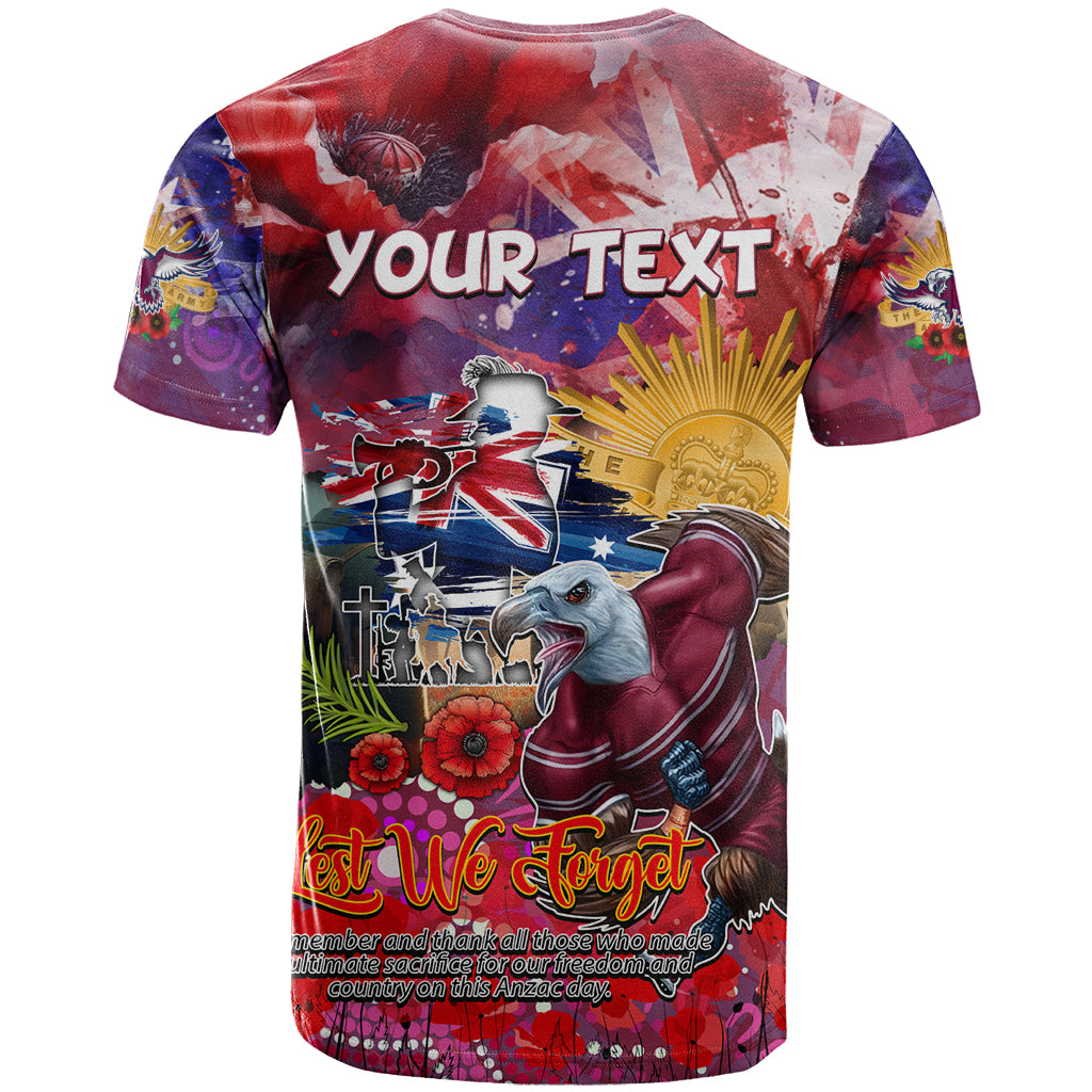 Personalised Australia Rugby Sea Eagles ANZAC T Shirt Manly-Warringah Scratch Style - Vibe Hoodie Shop