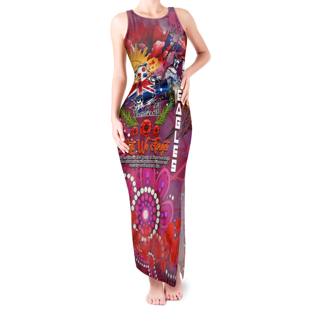 Personalised Australia Rugby Sea Eagles ANZAC Tank Maxi Dress Manly-Warringah Scratch Style