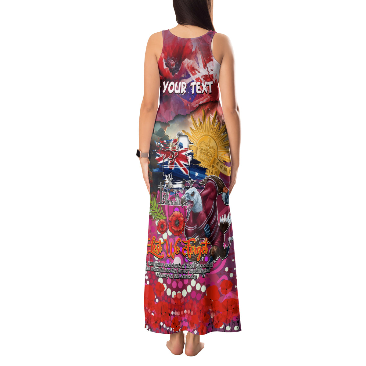 Personalised Australia Rugby Sea Eagles ANZAC Tank Maxi Dress Manly-Warringah Scratch Style