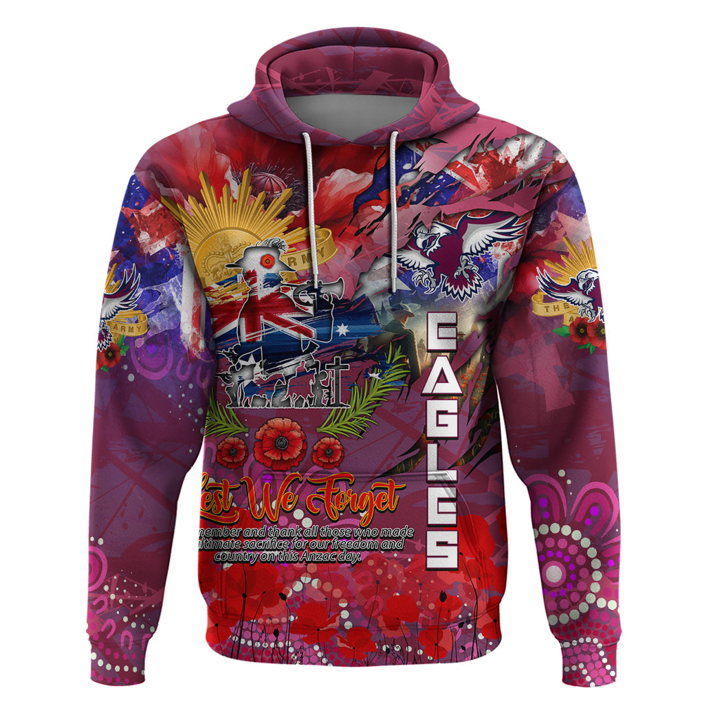 Personalised Australia Rugby Sea Eagles ANZAC Zip Hoodie Manly-Warringah Scratch Style - Vibe Hoodie Shop
