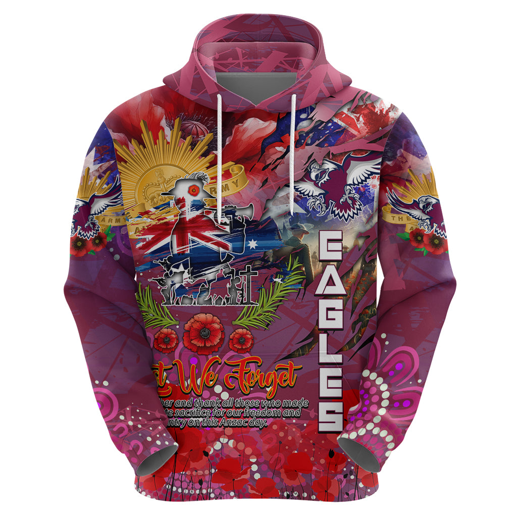 Personalised Australia Rugby Sea Eagles ANZAC Zip Hoodie Manly-Warringah Scratch Style - Vibe Hoodie Shop