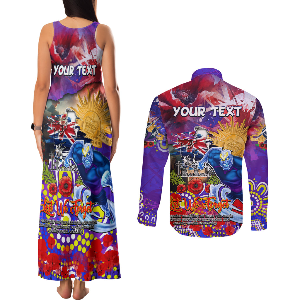 Personalised Australia Rugby Storm ANZAC Couples Matching Tank Maxi Dress and Long Sleeve Button Shirt Melbourne Scratch Style
