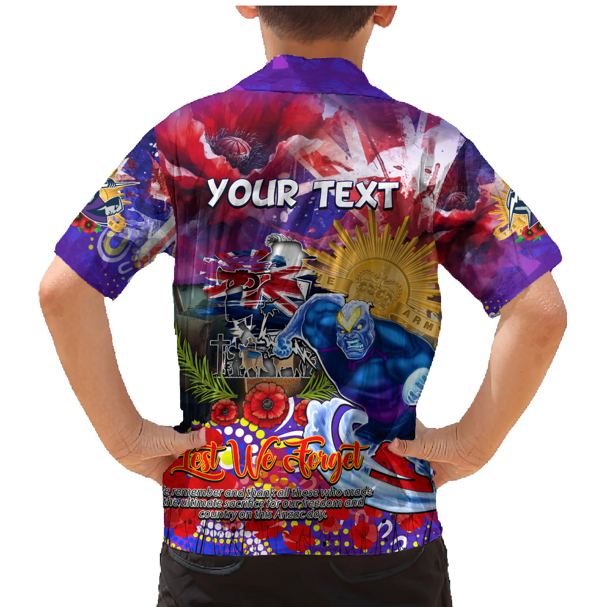 Personalised Australia Rugby Storm ANZAC Family Matching Mermaid Dress and Hawaiian Shirt Melbourne Scratch Style