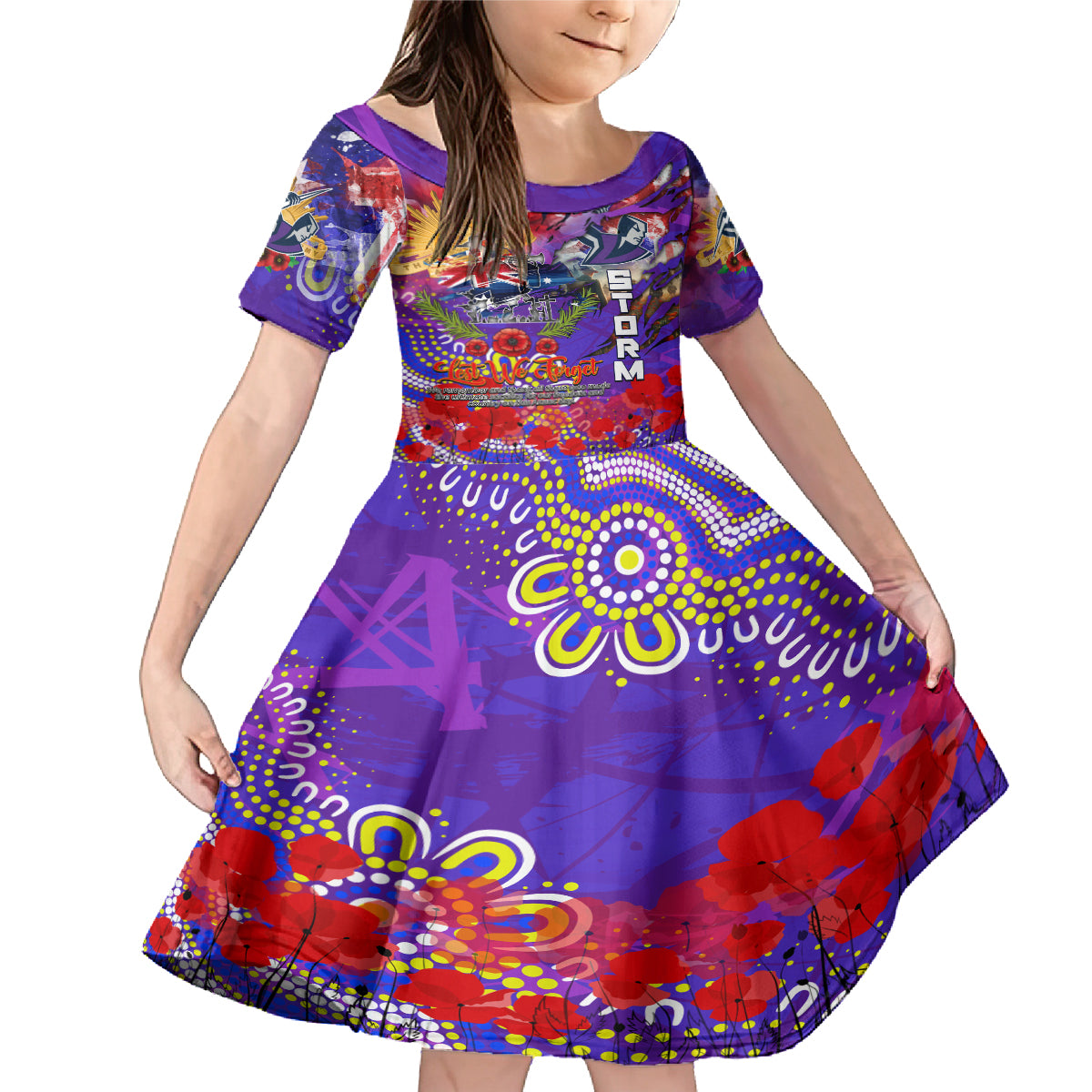 Personalised Australia Rugby Storm ANZAC Family Matching Mermaid Dress and Hawaiian Shirt Melbourne Scratch Style