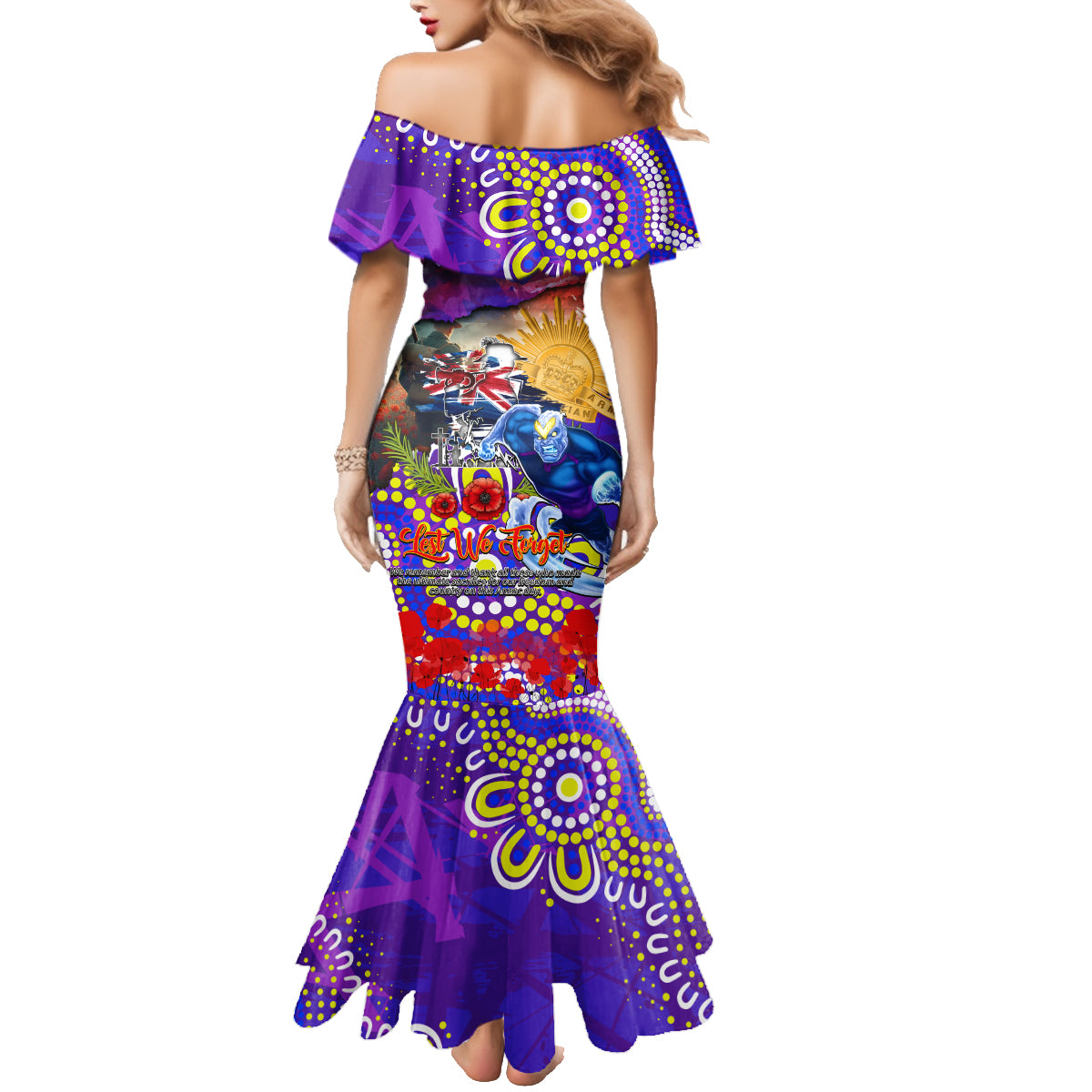 Personalised Australia Rugby Storm ANZAC Family Matching Mermaid Dress and Hawaiian Shirt Melbourne Scratch Style