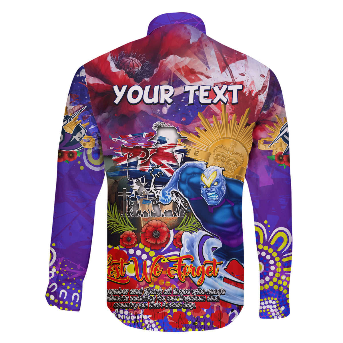 Personalised Australia Rugby Storm ANZAC Family Matching Off The Shoulder Long Sleeve Dress and Hawaiian Shirt Melbourne Scratch Style