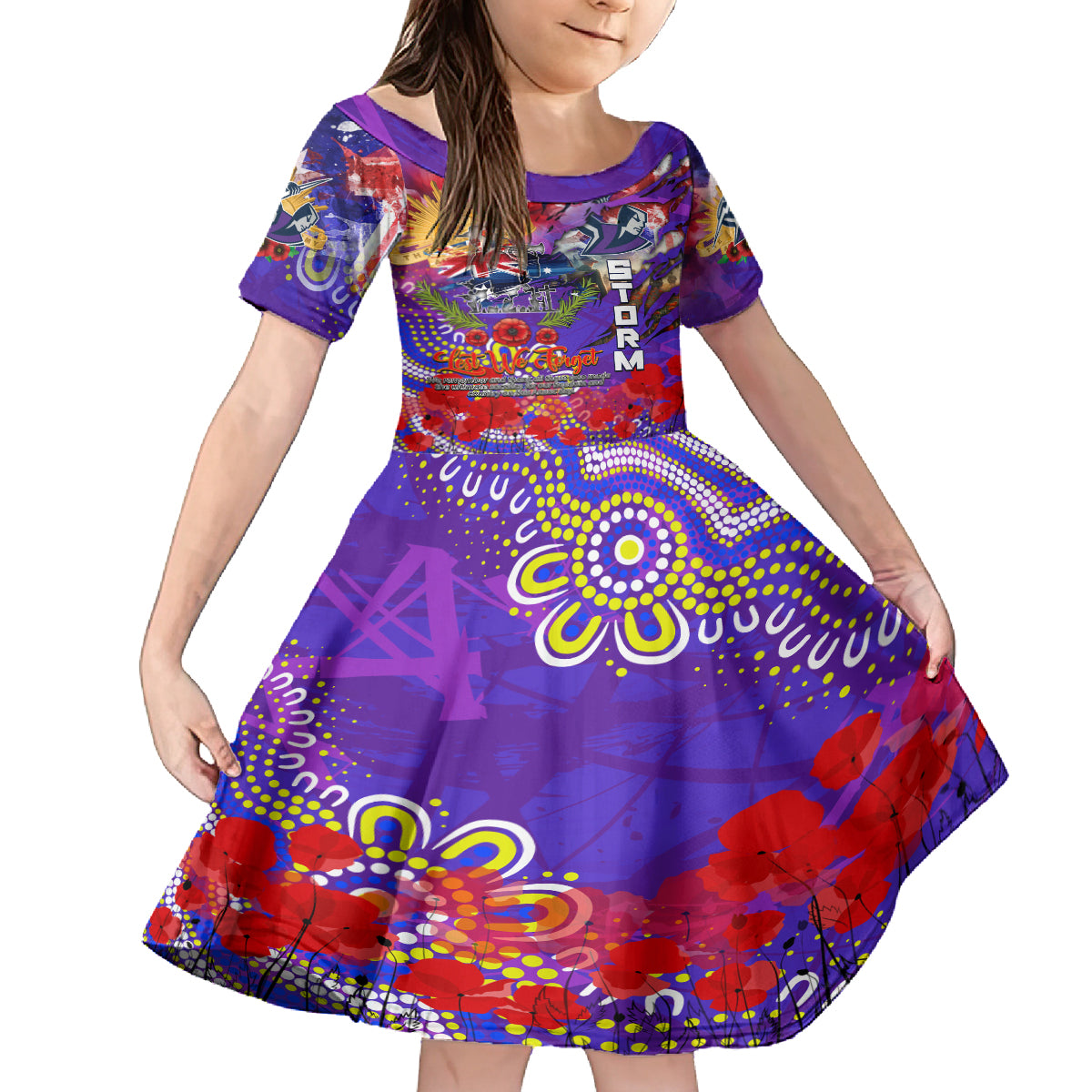 Personalised Australia Rugby Storm ANZAC Family Matching Off Shoulder Maxi Dress and Hawaiian Shirt Melbourne Scratch Style