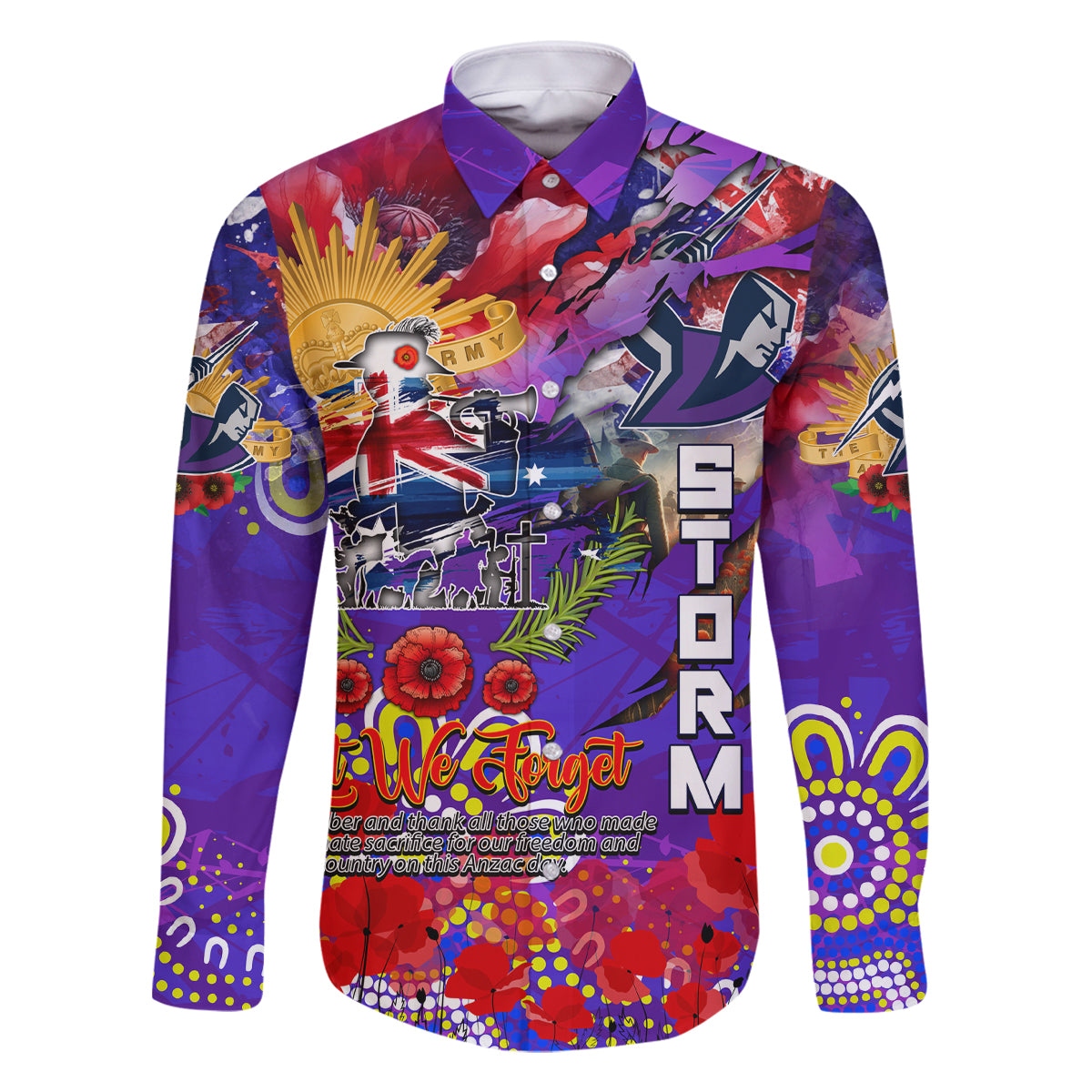 Personalised Australia Rugby Storm ANZAC Family Matching Summer Maxi Dress and Hawaiian Shirt Melbourne Scratch Style