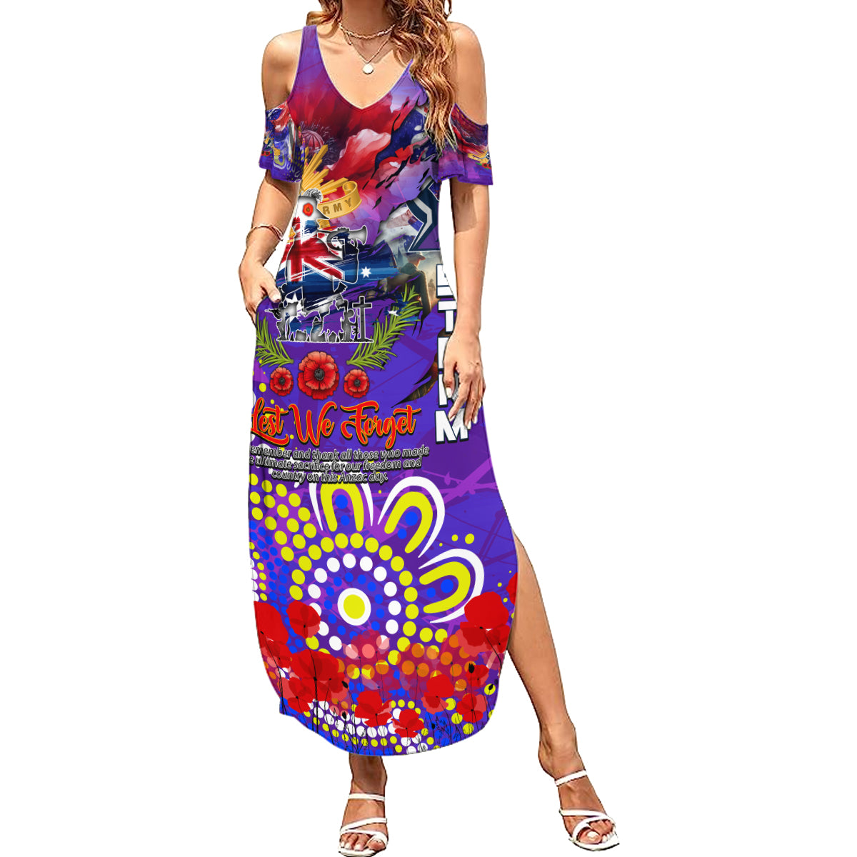 Personalised Australia Rugby Storm ANZAC Family Matching Summer Maxi Dress and Hawaiian Shirt Melbourne Scratch Style