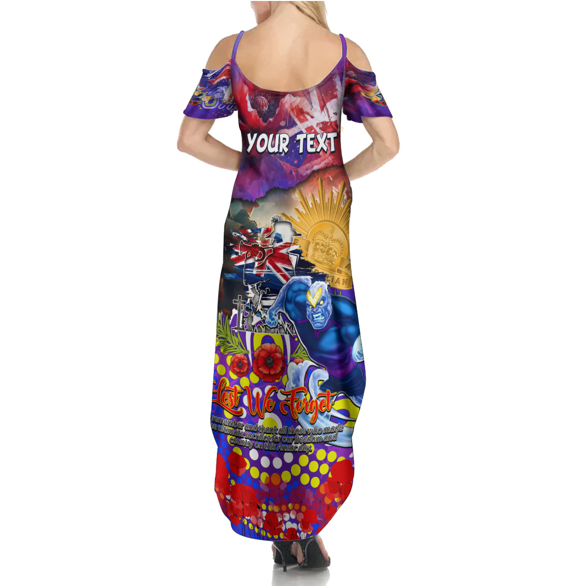 Personalised Australia Rugby Storm ANZAC Family Matching Summer Maxi Dress and Hawaiian Shirt Melbourne Scratch Style