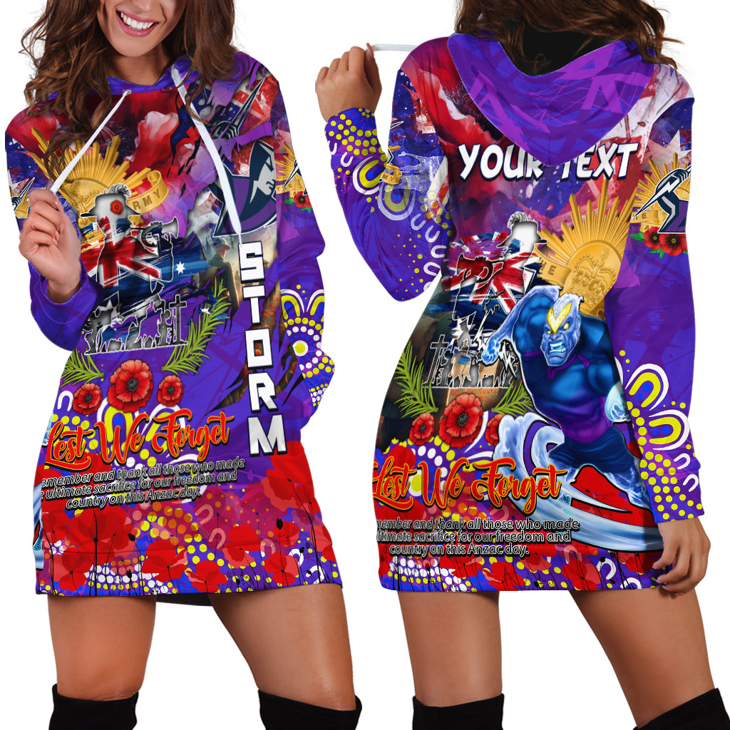 Personalised Australia Rugby Storm ANZAC Hoodie Dress Melbourne Scratch Style - Vibe Hoodie Shop