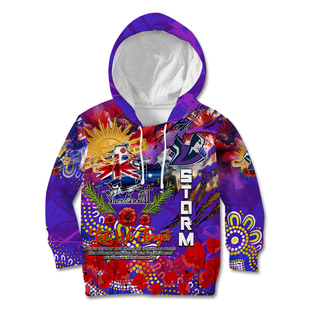 Personalised Australia Rugby Storm ANZAC Kid Hoodie Melbourne Scratch Style - Vibe Hoodie Shop