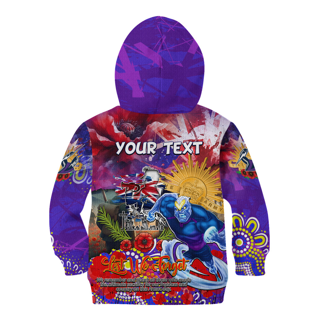 Personalised Australia Rugby Storm ANZAC Kid Hoodie Melbourne Scratch Style - Vibe Hoodie Shop