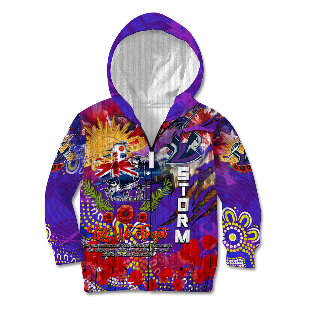 Personalised Australia Rugby Storm ANZAC Kid Hoodie Melbourne Scratch Style - Vibe Hoodie Shop