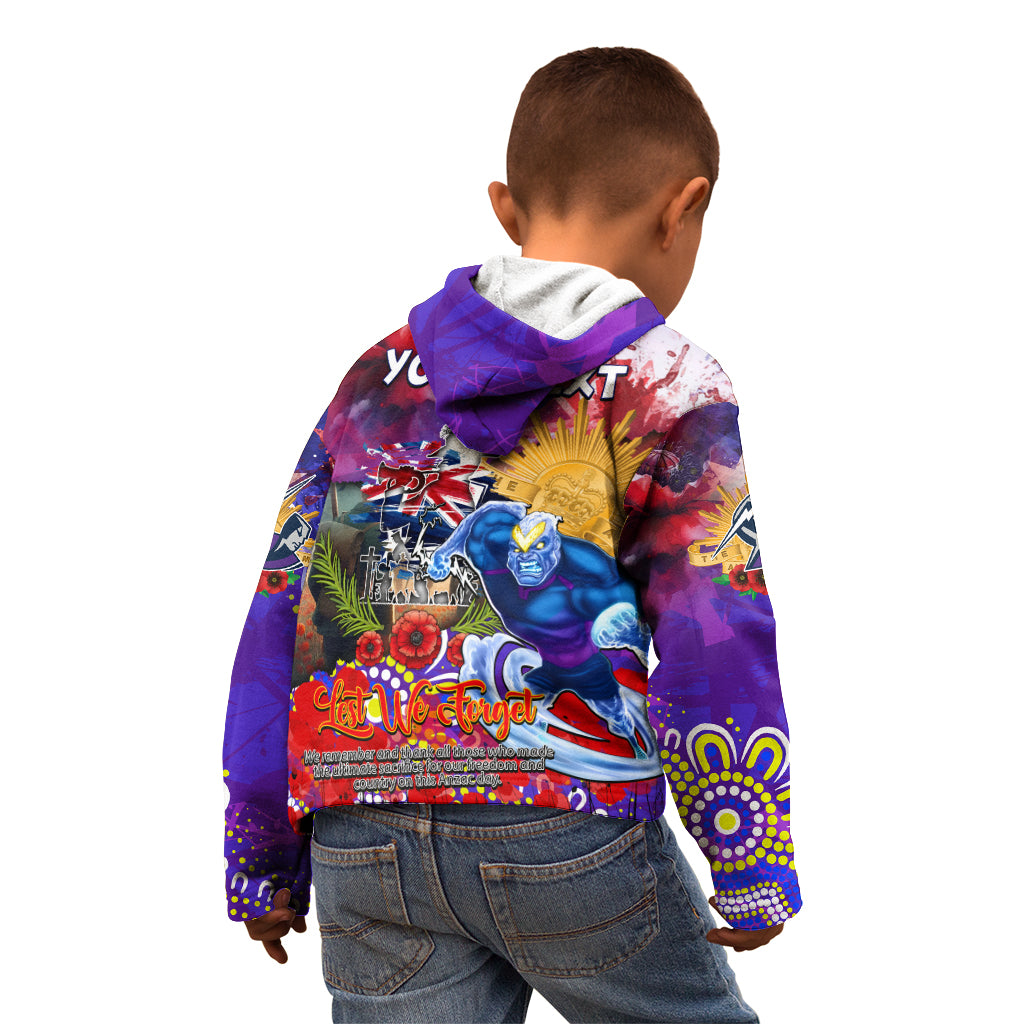 Personalised Australia Rugby Storm ANZAC Kid Hoodie Melbourne Scratch Style - Vibe Hoodie Shop