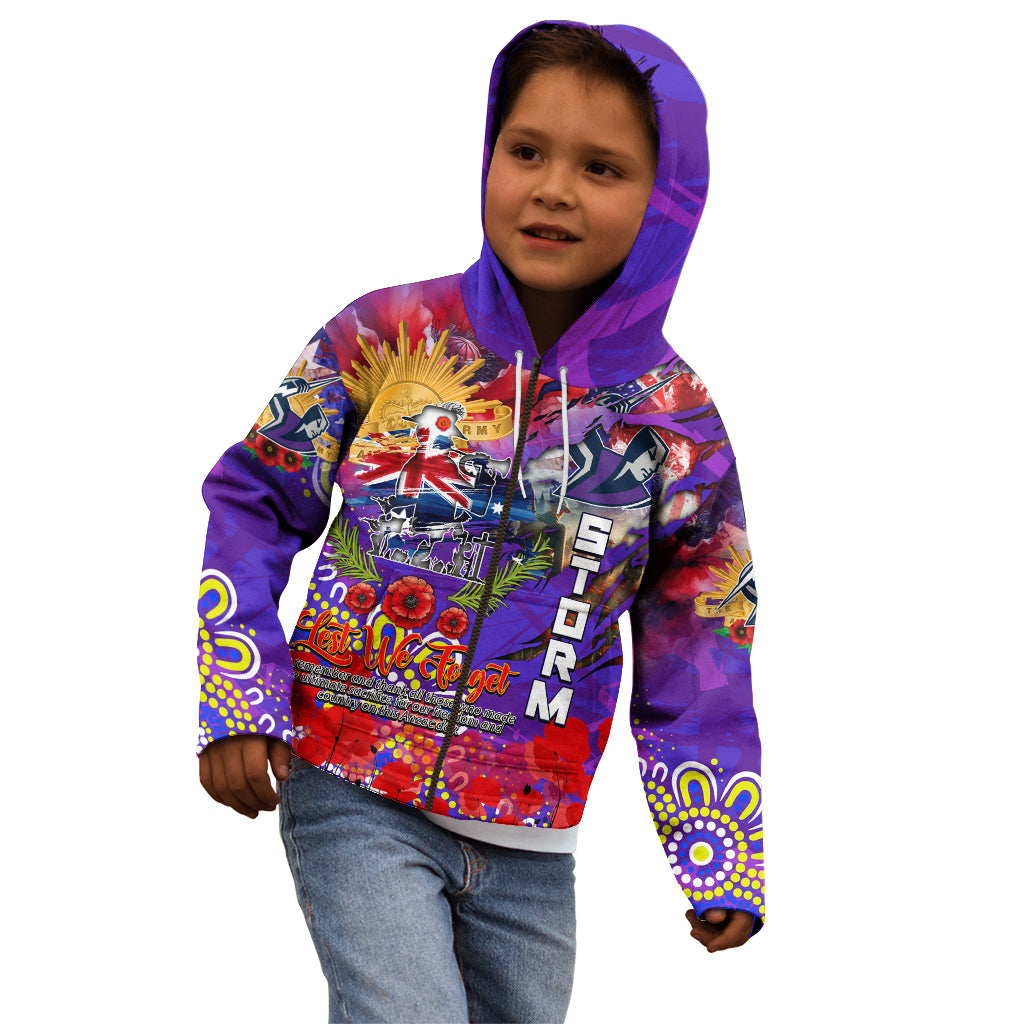 Personalised Australia Rugby Storm ANZAC Kid Hoodie Melbourne Scratch Style - Vibe Hoodie Shop